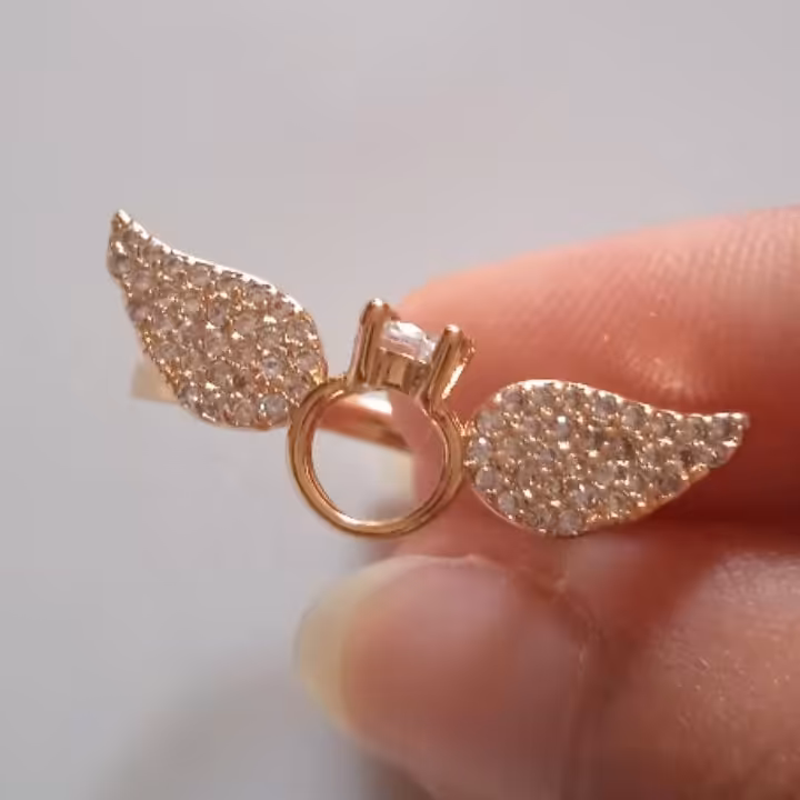 انگشتر طرح بال آبکاری طلا ضدحساسیت 