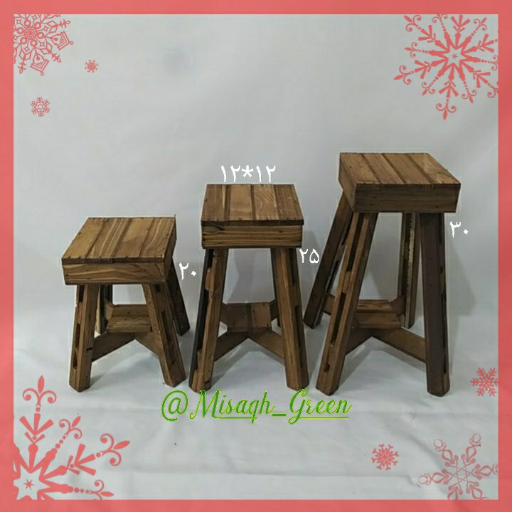 استند چهار پایه گلدان سه سایز مینی جنس چوب