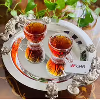 سینی استیل نگار گرد کوچک مدل گلستان نقره ای کد 317