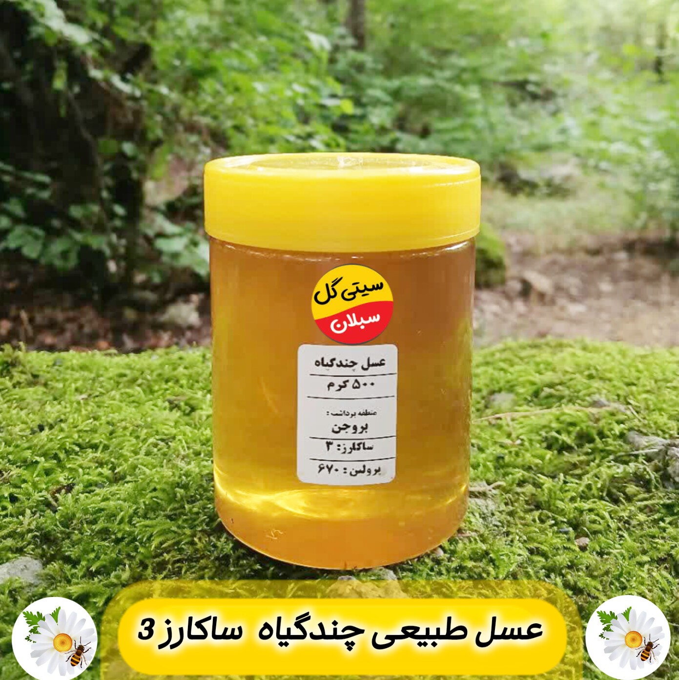 عسل چندگیاه کوهستان ساکارز1 درصد نیم کیلویی(خریداز زنبوردار)ارسال رایگان