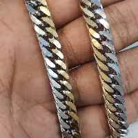 زنجیر کارتیر پهن دورنگ استیل مردانه