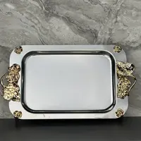 سینی مستطیل مینیاتور مدل گل دار