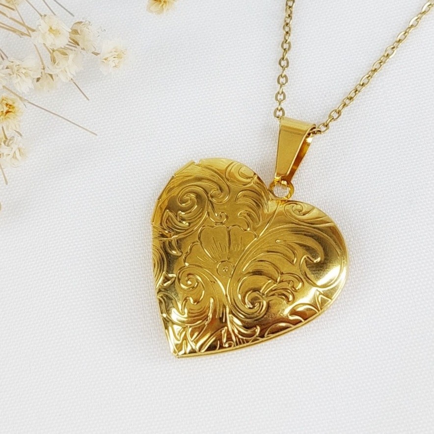 گردنبند قلبی استیل لاکت عکس(قاب عکس) کد 10842