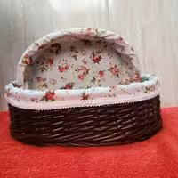 سبد جانونی بیضی دو تکه قهوه ای پارچه دار