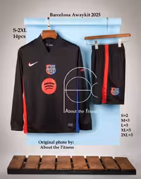 کیت دوم بارسلونا فصل 2025-2024 آستین بلند (پیراهن شورت) ورژن هواداری