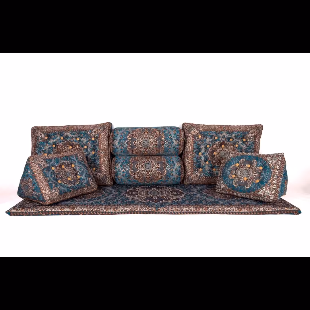 شاهنشین ترمه رنگ سبز ابی طرح میخک