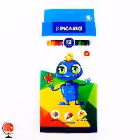 مداد رنگی 12  رنگ پیکاسو جعبه مقوایی طرح ربات کد 1378