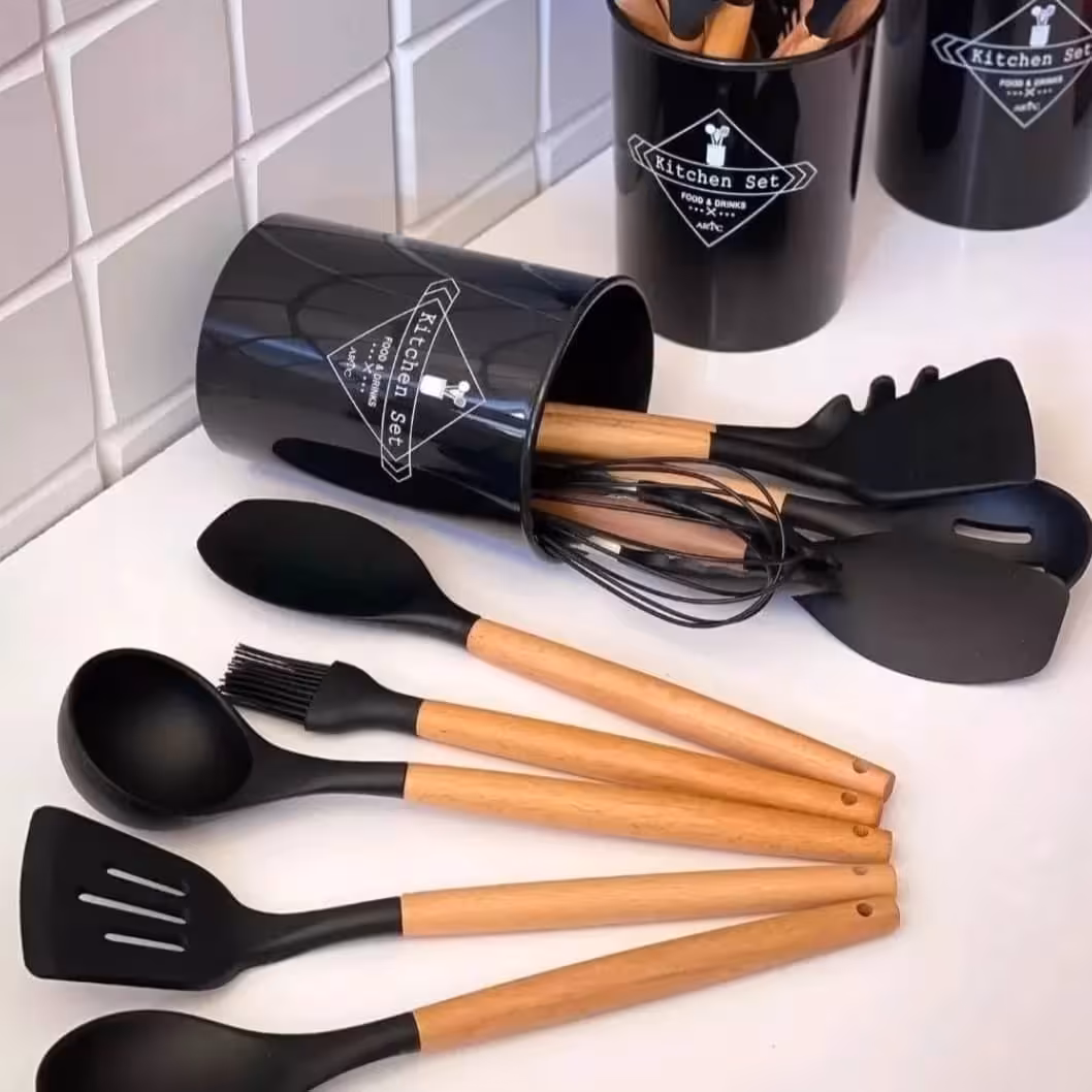 سرویس کفگیر و ملاقه 12تکه  سیلیکونی