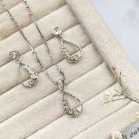 نیمست  نقره 925 طرح اشک با روکش طلا سفید  کد 85