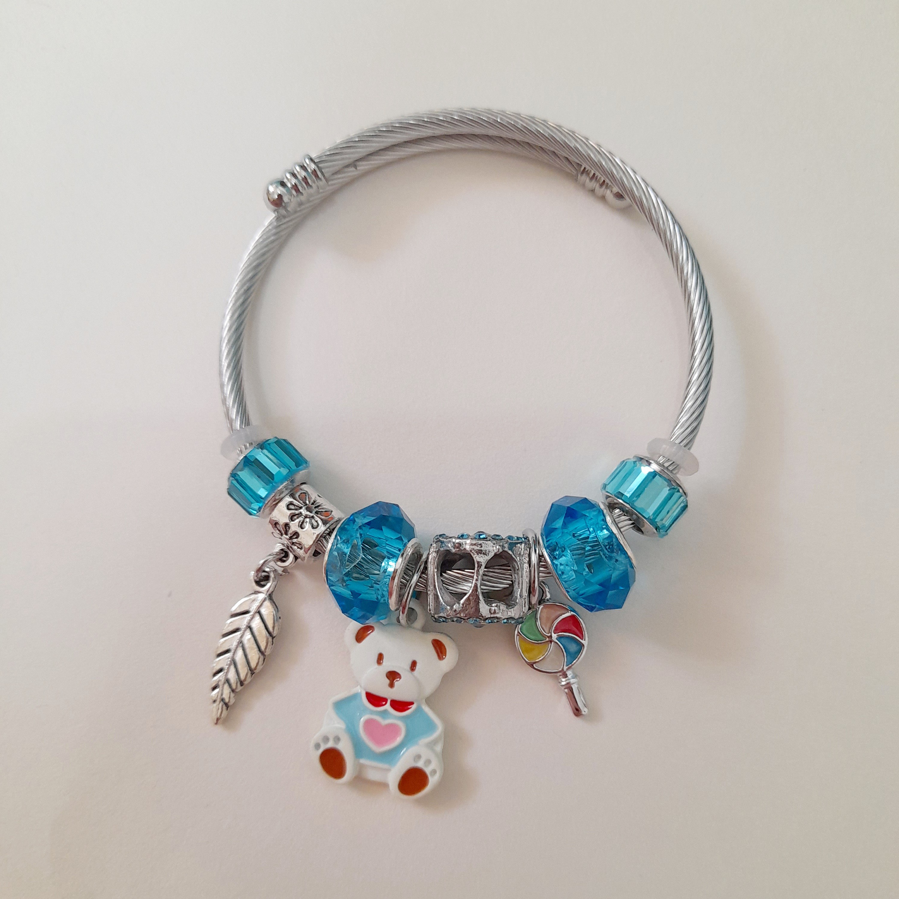 دستبند بنگل پاندورا رنگ آبی فری سایز