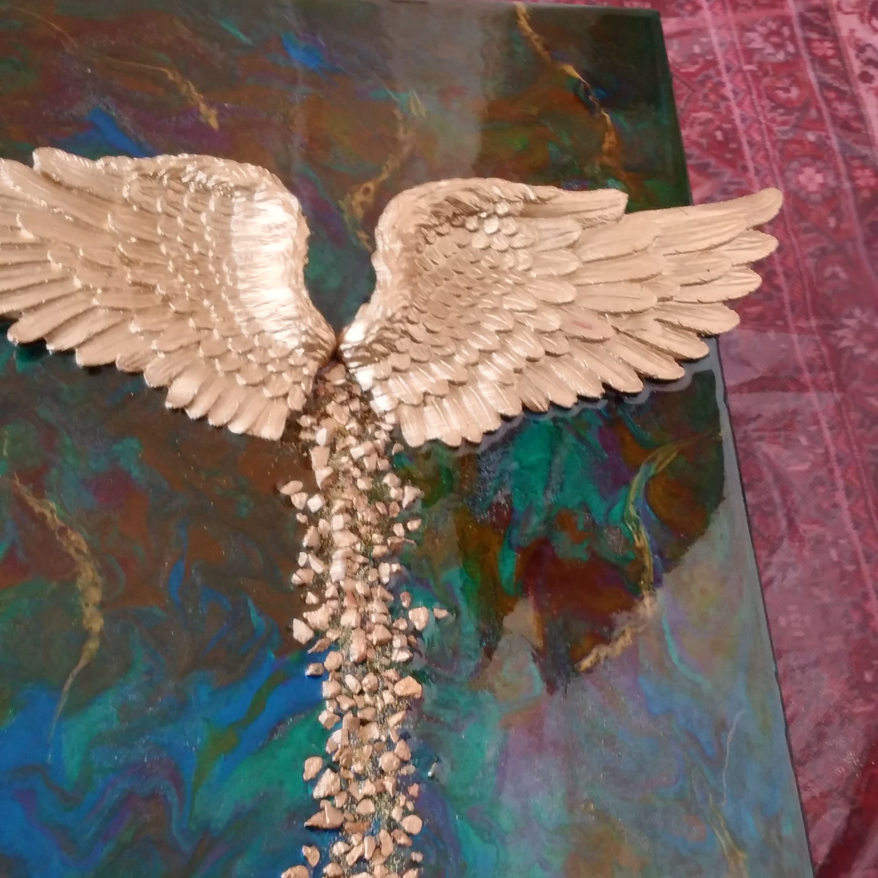 تابلو رزین طرح کهکشان و بال فرشته 