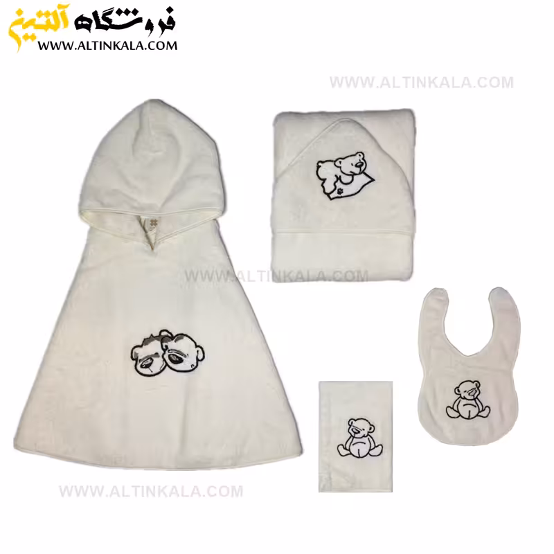 سرویس حوله نوزاد 4تکه برند سلین طرح خرسی