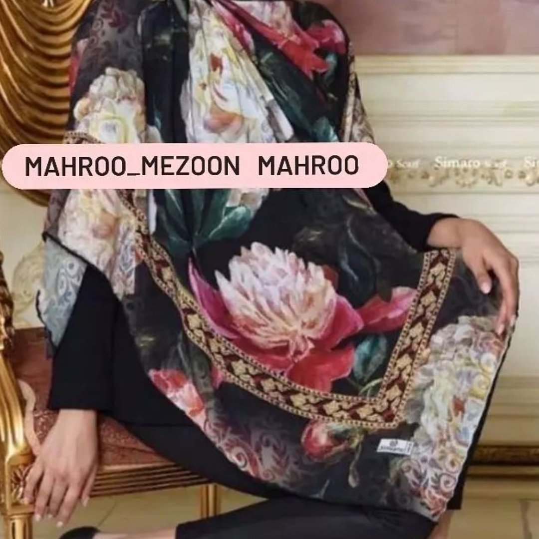 روسری نخی قواره بزرگ دور دست دوز 