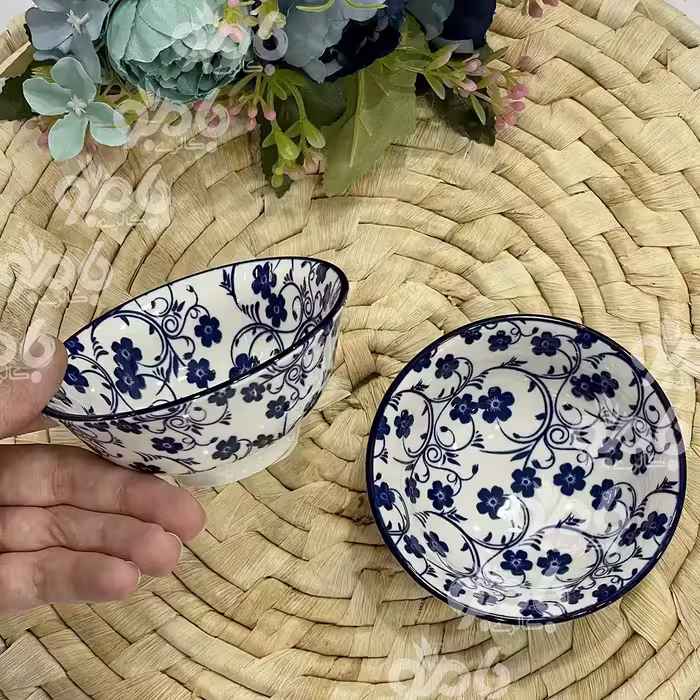 پیاله ترشی عمق 4سانت گل آبی جدید