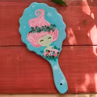 آینه چوبی 27در13سانتیمتر طراحی شده با دست و رنگ اکریلیک قابل تمیز کردن با دستمال مرطوب