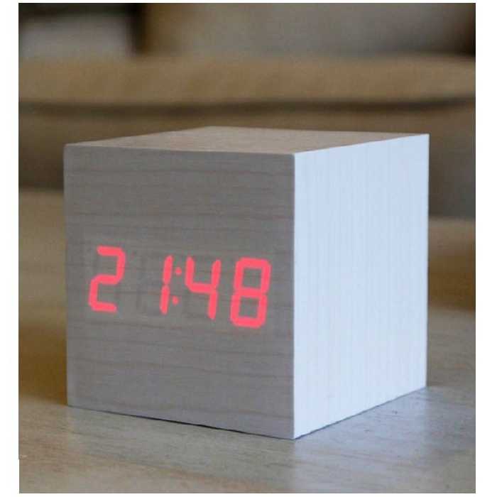 ساعت رومیزی دیجیتال زنگ دار کیمیت مکعبی طرح چوب 