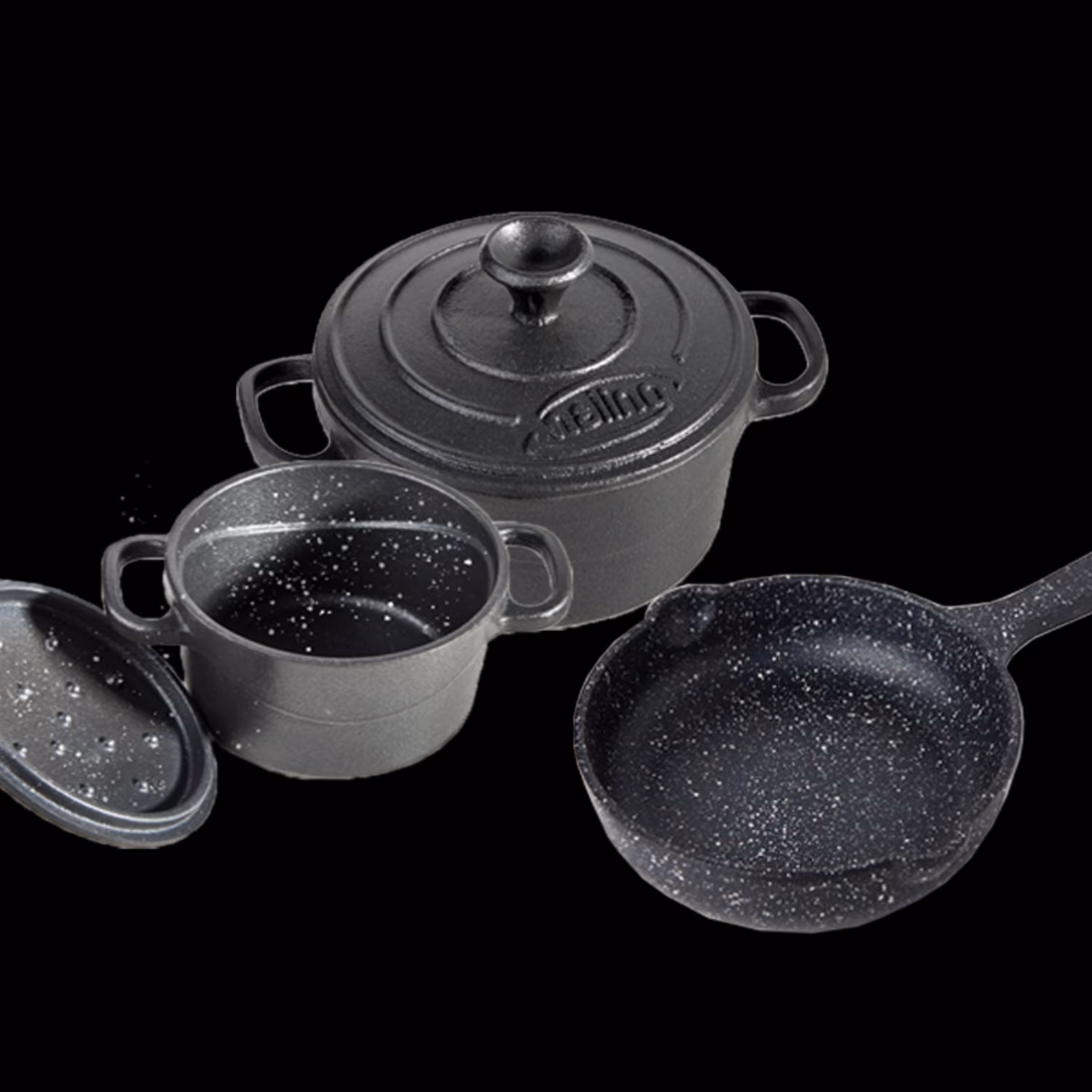 سرویس قابلمه چدنی 5 پارچه کودک نالینو با جعبه چوبی