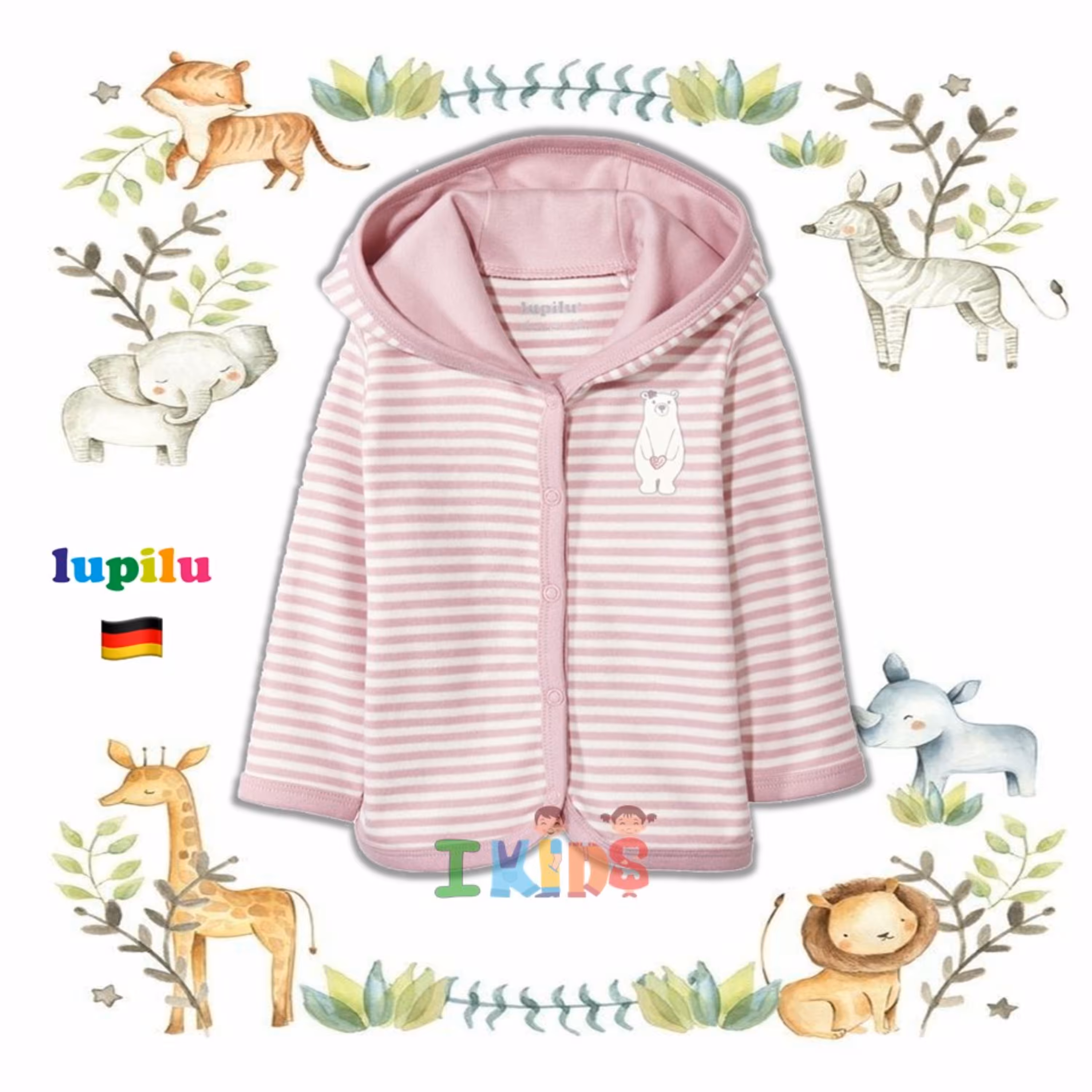 پک دوتایی سوییشرت کلاهدار بچگانه صورتی برند لوپیلو - lupilu کشور آلمان