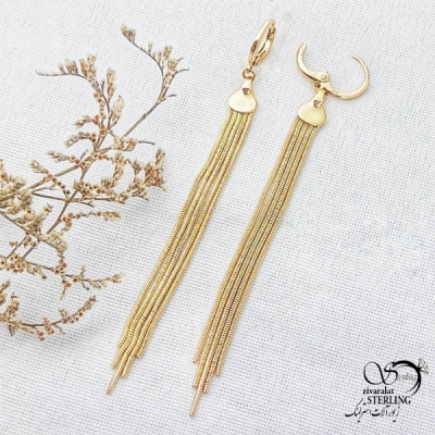 گوشواره طرح طلا آویز ریش دار ژوپینگ کد 13764