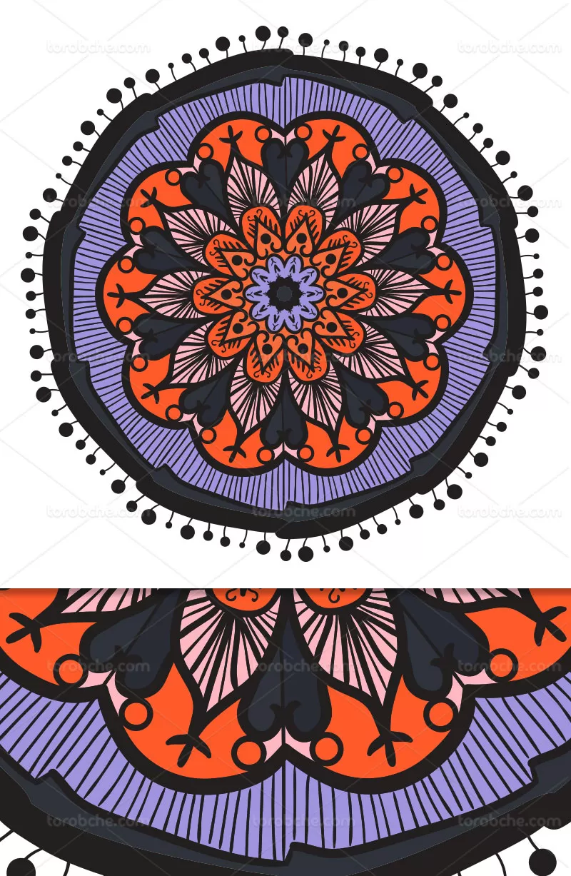 وکتور نقش و نگار سنتی رنگی | گرافیک با طعم تربچه