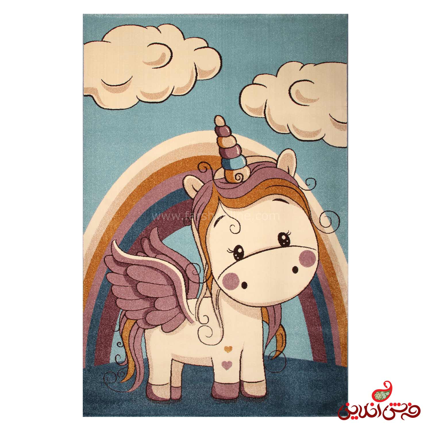 فرش ساوین طرح تک شاخ آبی