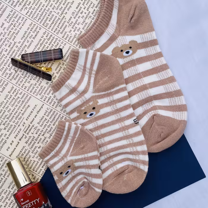 جوراب ست مادر و فرزند خاکی