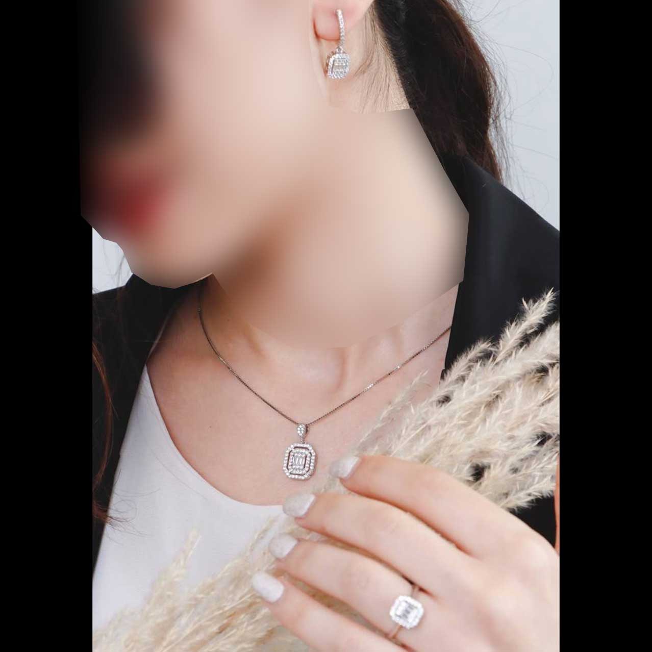 نیم ست  نقره میکرو طرح امرالدکات  10282-8.5