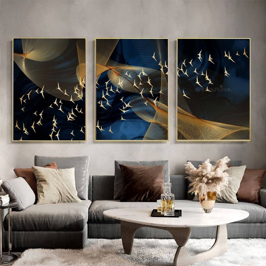 تابلو دکوراتیو 3 تیکه طرح پرواز پرنده 