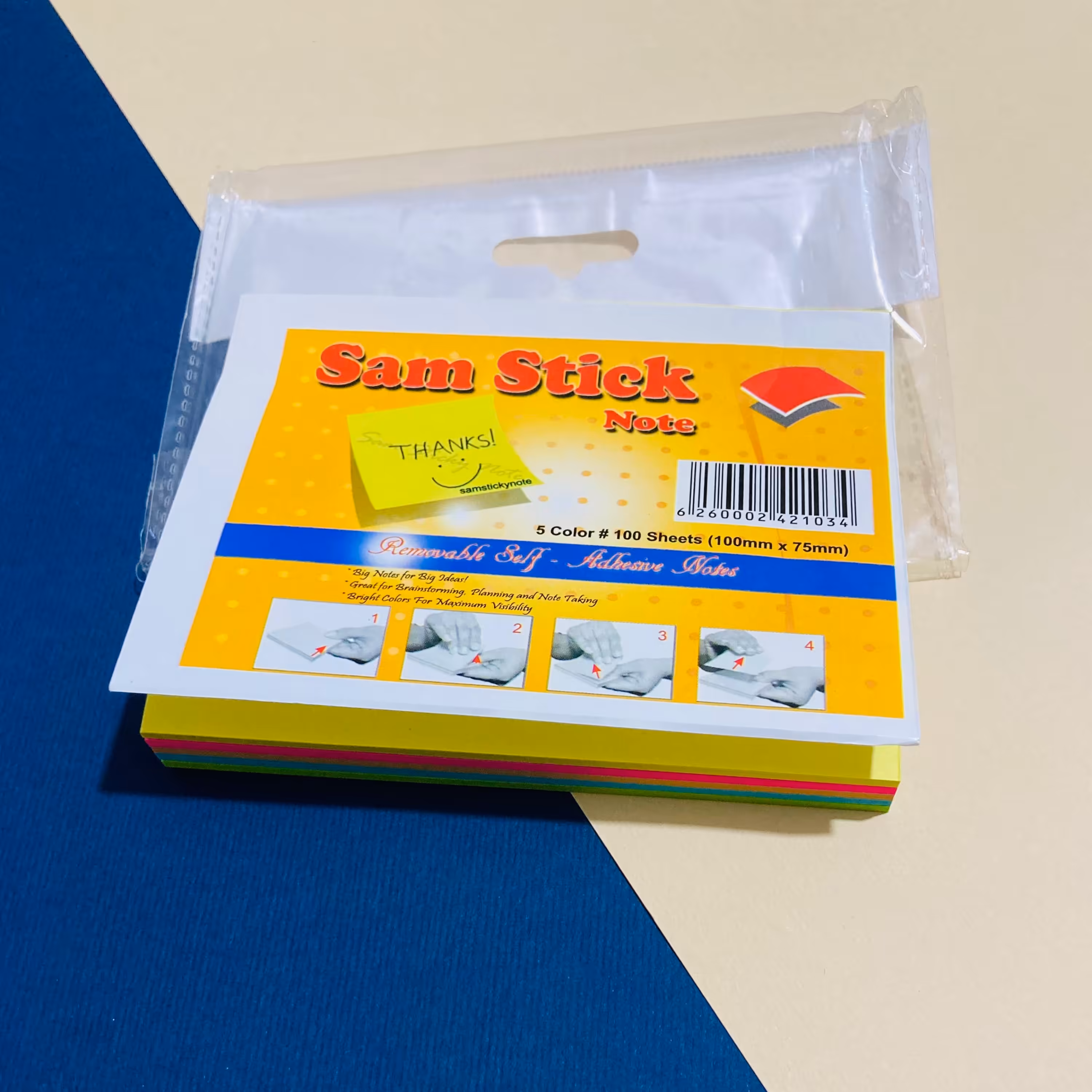 کاغذ یادداشت چسب دار در 5 رنگ مختلف 100 برگی stick note با کیفیت سایز بالا متوسط