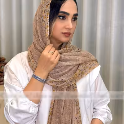 شال پلیسه برشکا حاشیه گل ریز