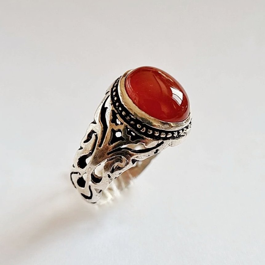 انگشتر نقره مردانه نگین عقیق سرخ 780