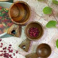 پیمانه چوبی دستساز بارلی ست 3تایی ویژه جهیزیه عروس مناسب برنج و چای و آرد و شکر  مدل آبیق کد bar0289