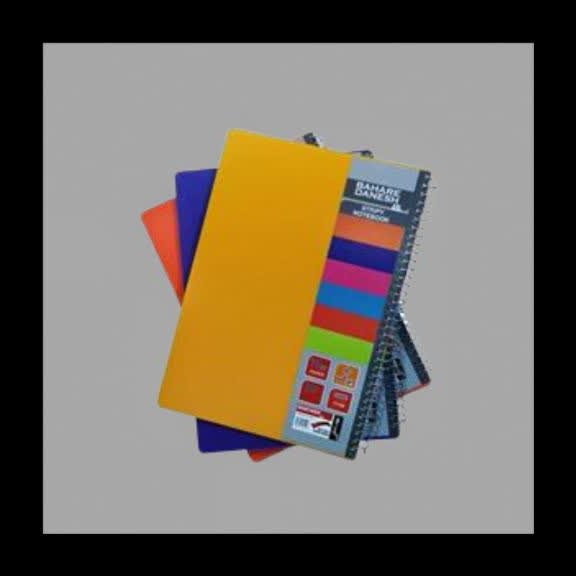 دفتر 80برگ دو خط سیمی جلد طلقی رنگی بهار دانش تک