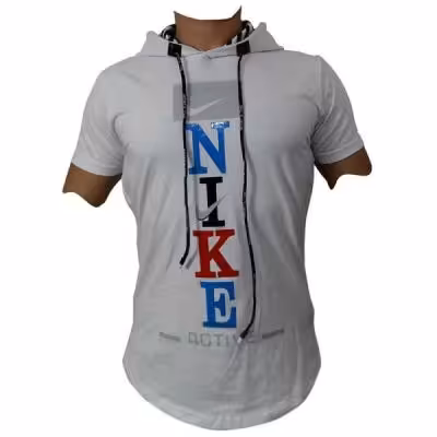 تیشرت سفید کلاه دار نایک