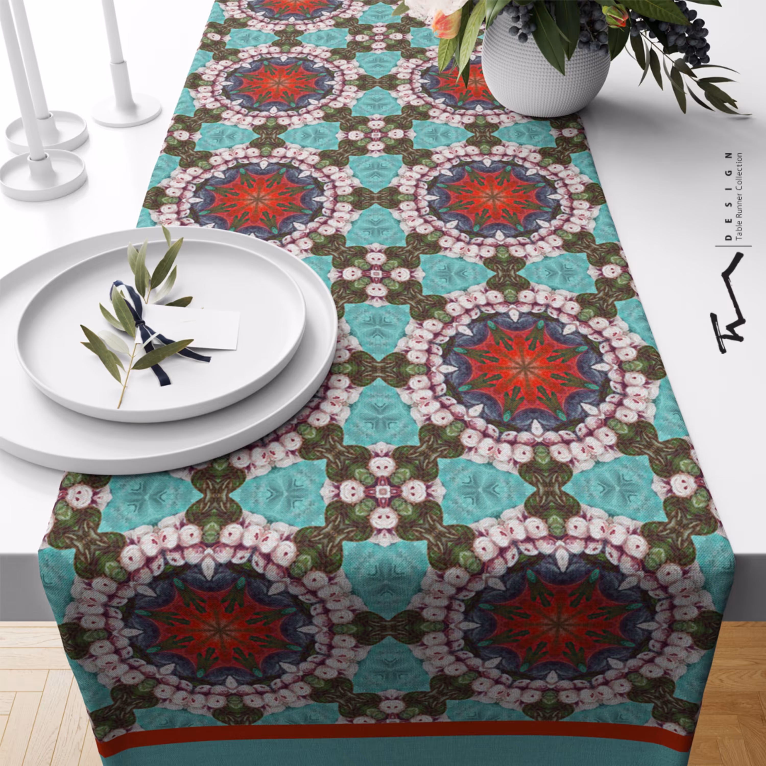 رانر طرح سنتی 12 - سایز 40 در 135 سانتیمتر - جنس دو رو مخمل پورش - کیفیت عالی