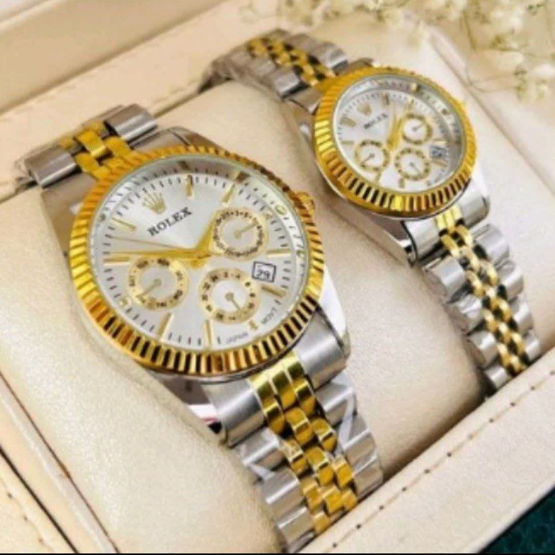 ست ساعت زنانه و مردانه مارک رولکس بند استیل شش ماه گارانتی موتور 