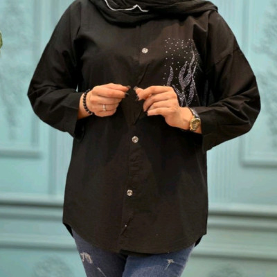 مانتو اسپرت زنانه لنین مدل مانتو لنین نگین کوب جلو دکمه