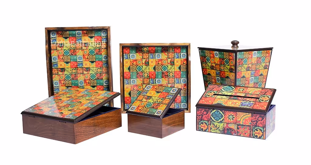 سینی مستطیل شانزده کاشی قدیم لومانو