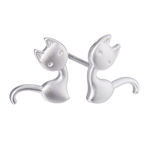 گوشواره نقره زنانه مدل گربه