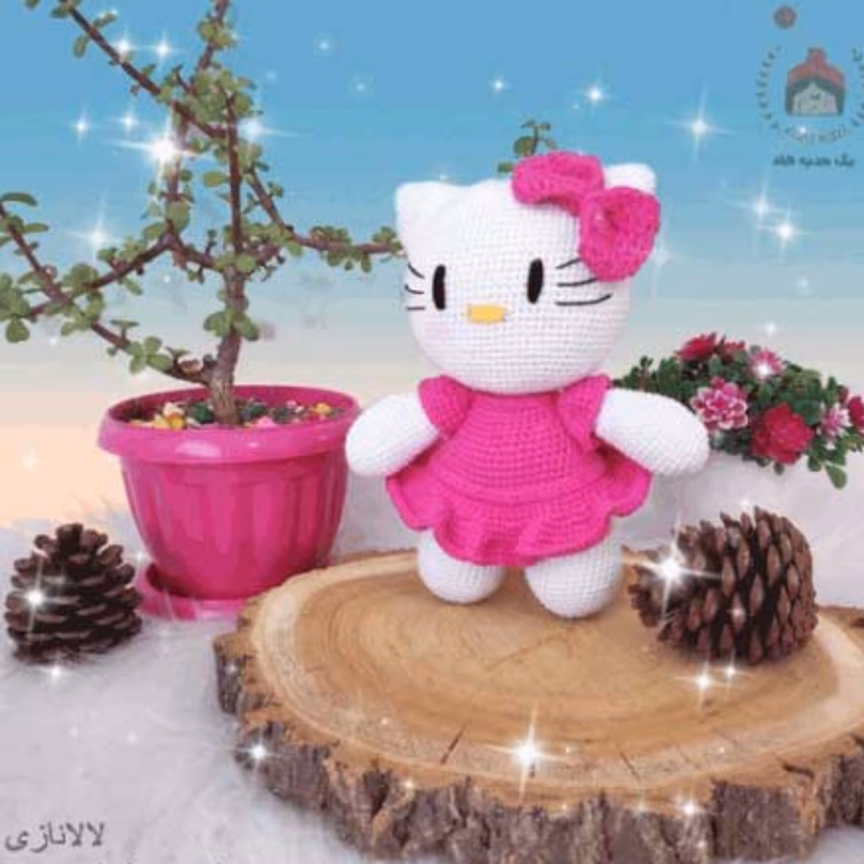 اسباب بازی   عروسک بافتنی و دست بافت کاموایی گربه کیتی