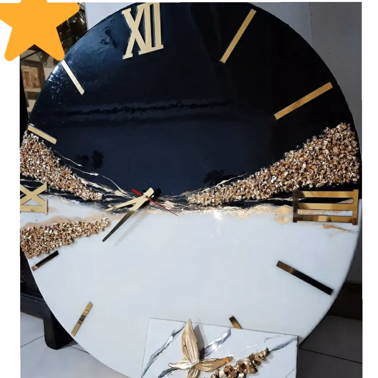 ساعت دیواری رزینی در طرح و رنگ و اندازه دلخواه و انتخاب نوع موتور ساعت 