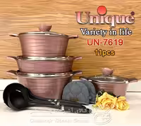 سرویس قابلمه یونیک 11 پارچه رزگلد مدل لاین کد UN_7619