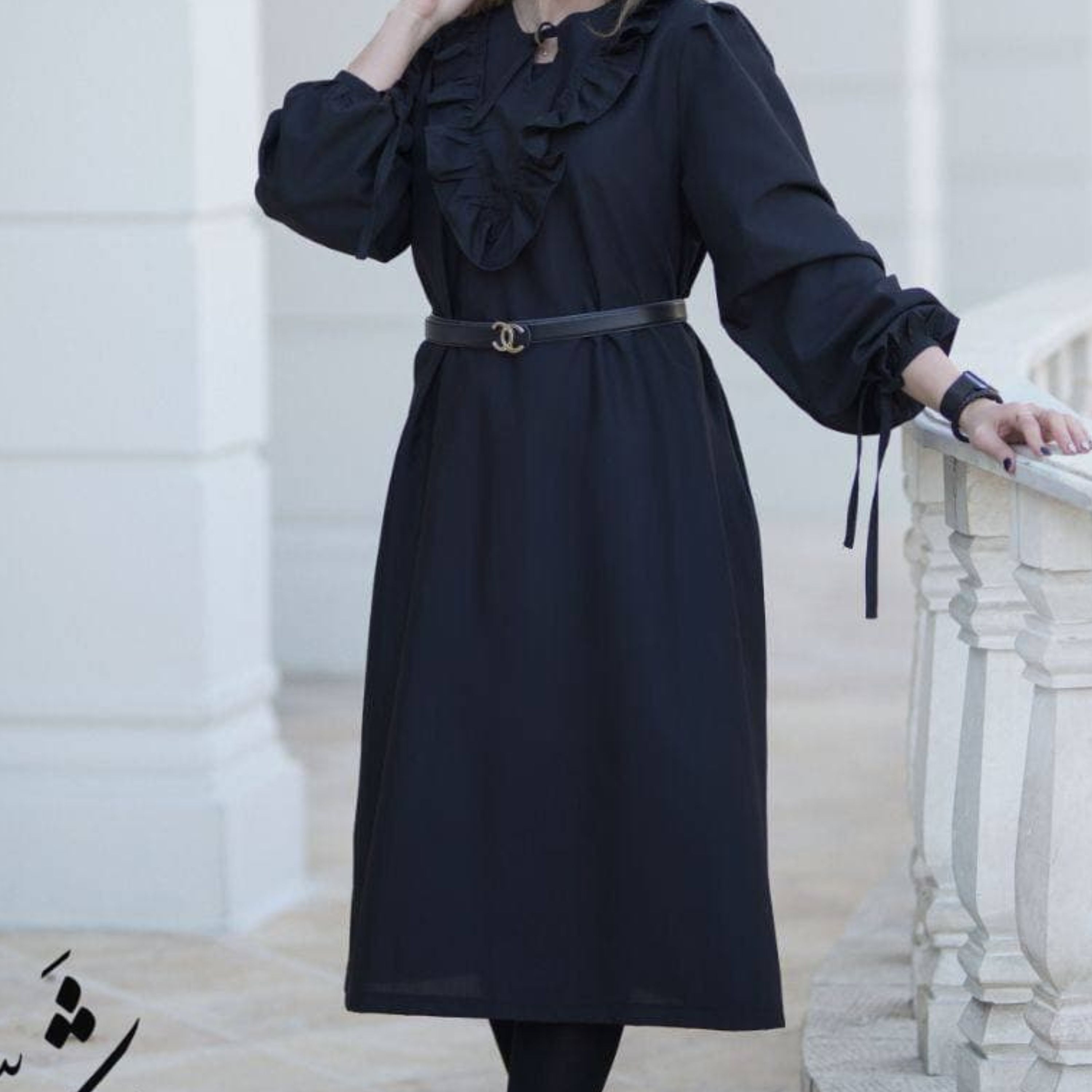 مانتو پیراهنی یقه چین دار