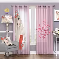 پرده اتاق خواب دخترانه دو قواره طرح کارتونی کد S7005