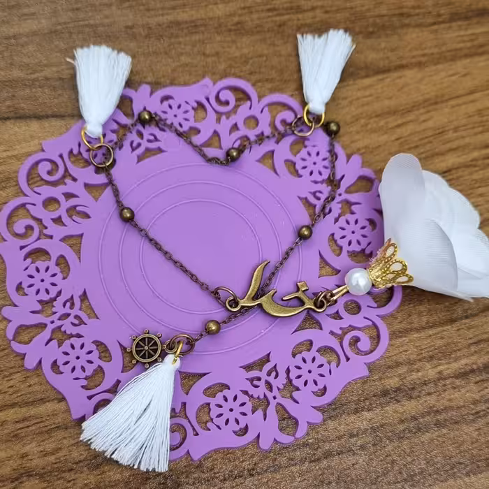 نشانگر قرآن کتاب پلاک خدا آویز دار منگوله دار بوک مارک نگین دار عروس سکان زندگی دست خدا