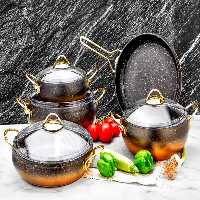 سرویس قابلمه گرانیتی 9 پارچه اوزلایف مدل AZRA طلایی