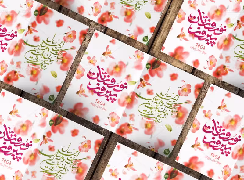 طرح کارت تبریک لایه باز عید نوروز | گرافیک با طعم تربچه