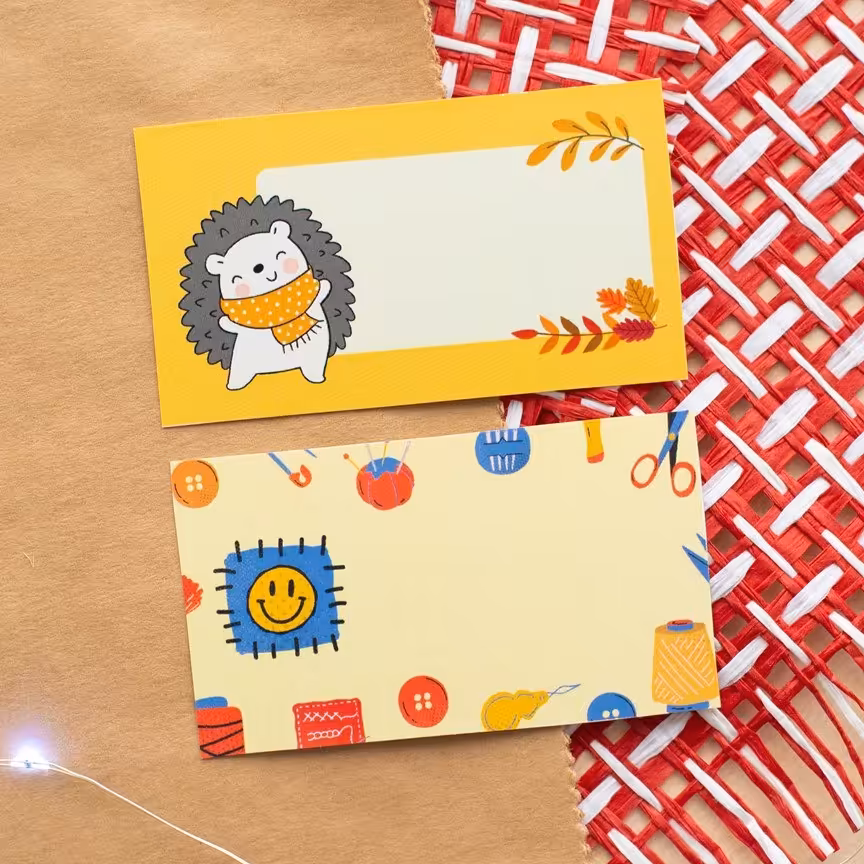 تگ فانتزی زرد جوجه تیغی و استیکر خنده زیبا 16 عددی