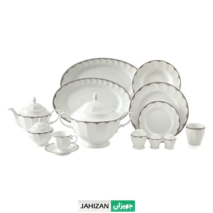 سرویس چینی زرین 103پارچه ایساتیس پلاتینی سری نئوکلاسیک