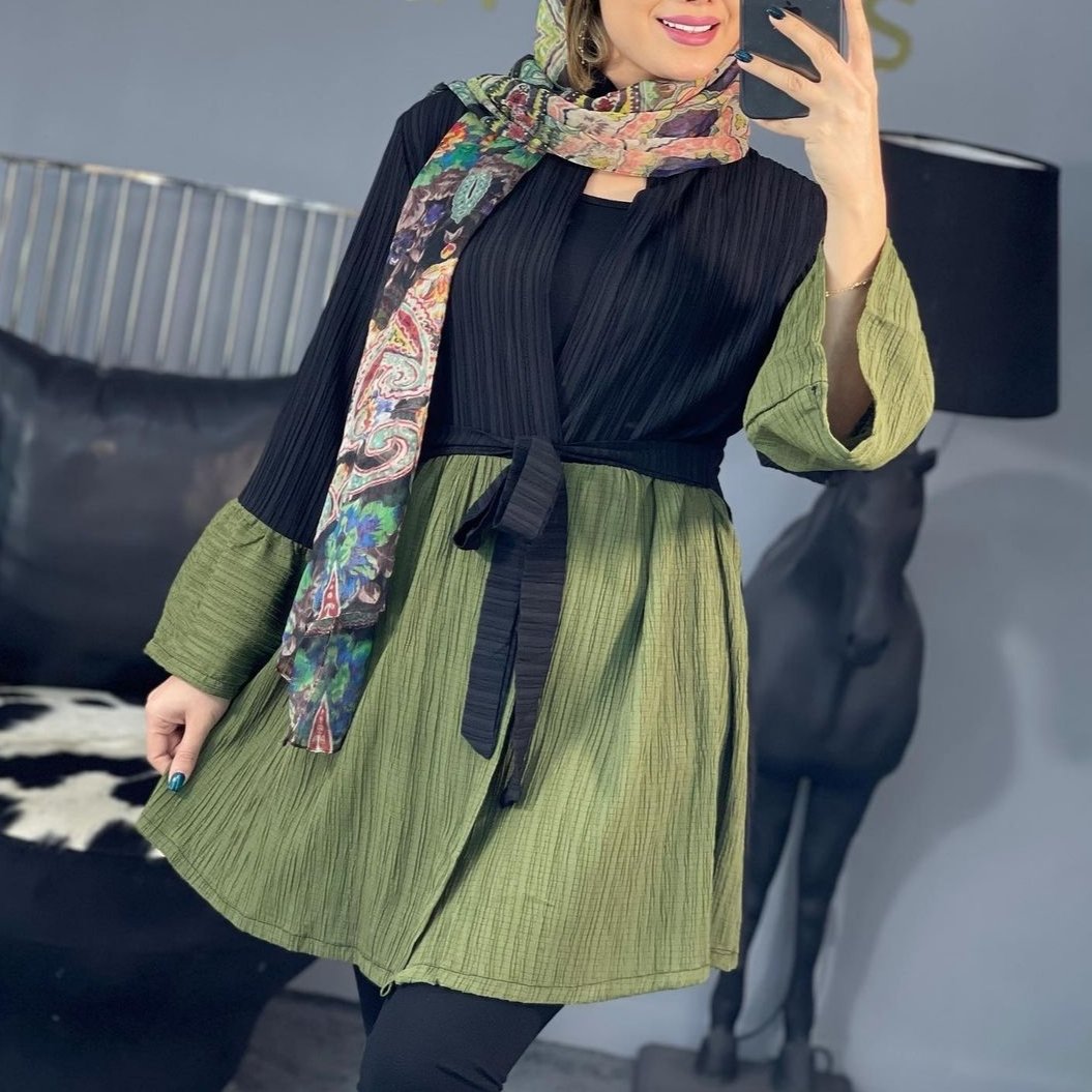 مانتو زنانه تابستانه جنس دلتا کراش قد 90 سایز 36 تا 48
